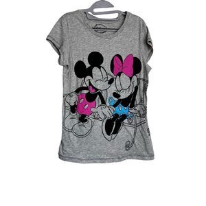 Disney Top Girls Youth Size XL Gray Minnie and Mickey Mouse Graphic T-Shirt